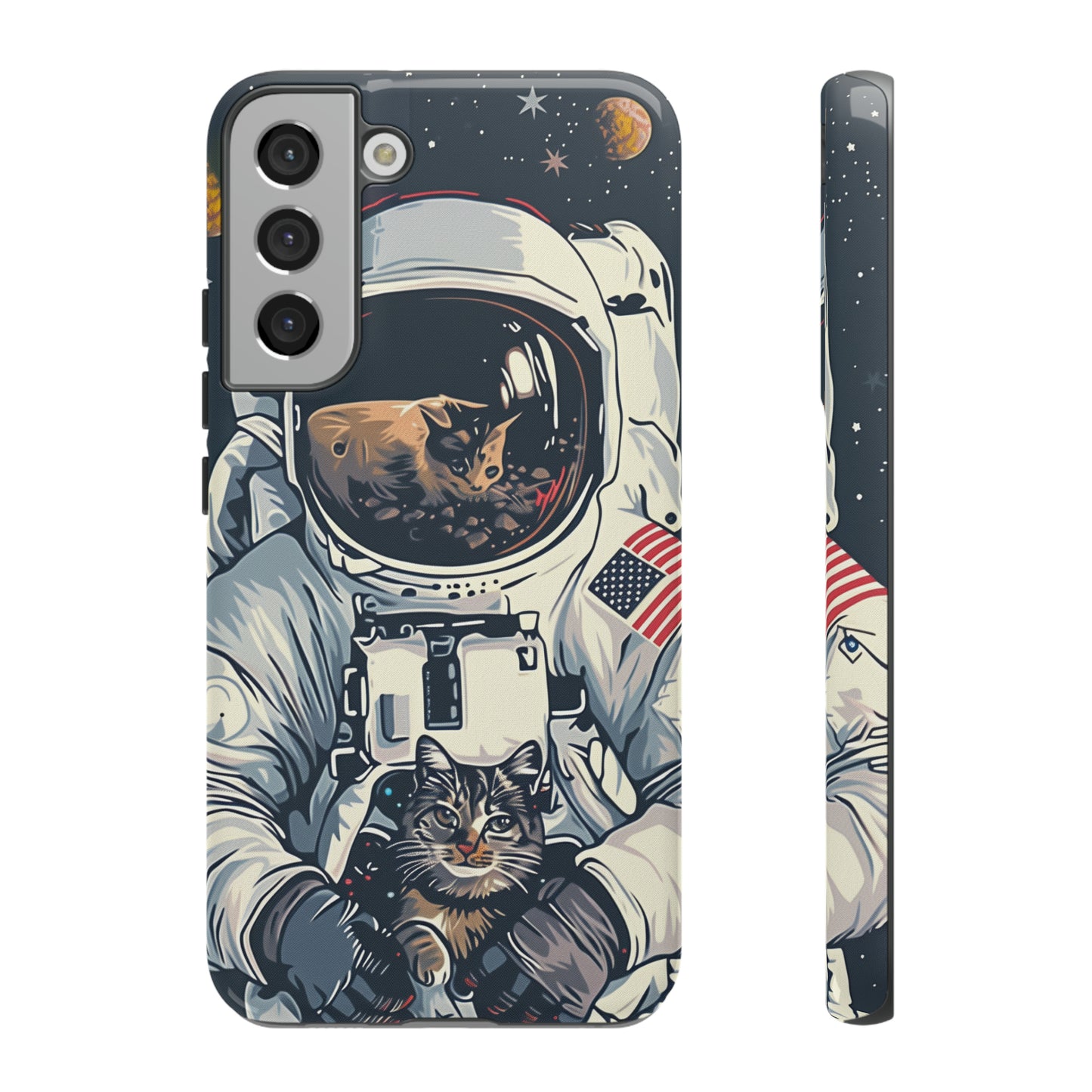 The Astronaut and the Cosmic Cat Phone Case