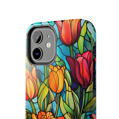 Stained Glass Tulip Floral Aesthetic iPhone Case | Embrace the Beauty of Nature in Full Bloom