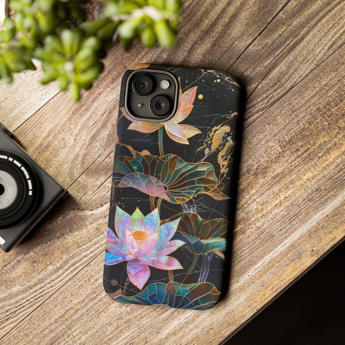 Zen Stained Glass Lotus Floral Design Phone Case