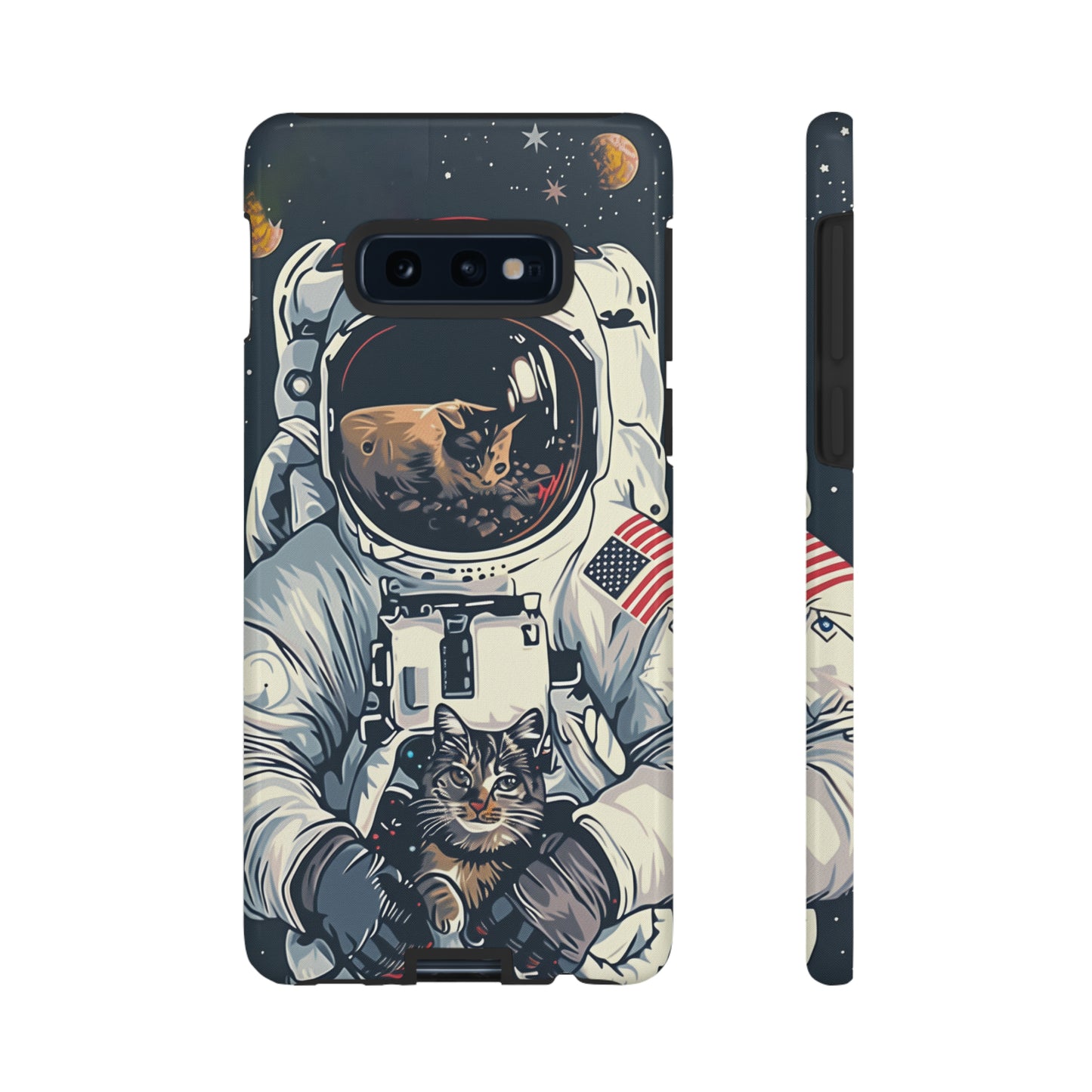 The Astronaut and the Cosmic Cat Phone Case