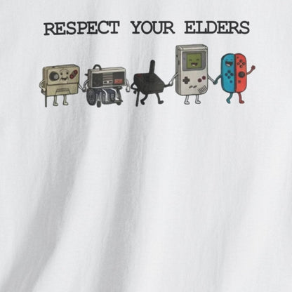 respect your elders retro gaming t shirt
