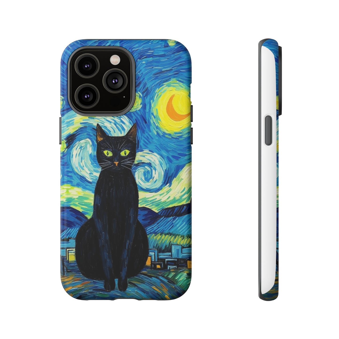 Starry Night Van Gogh Black Cat iPhone, Samsung Galaxy, Google Pixel  Case | Embrace Artistic Whimsy and Feline Charm