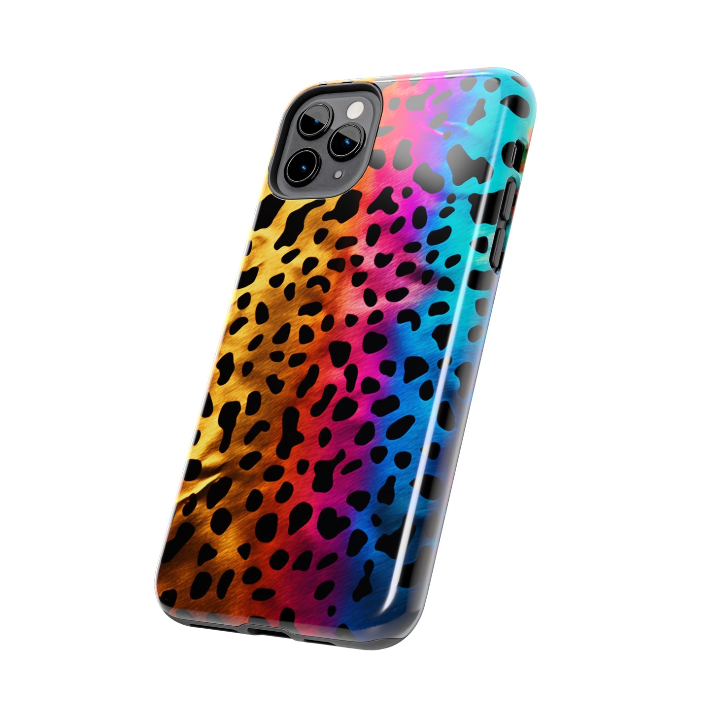 Kaleidoscopic Wild: Psychedelic Rainbow Leopard Print | Dazzling iPhone Case