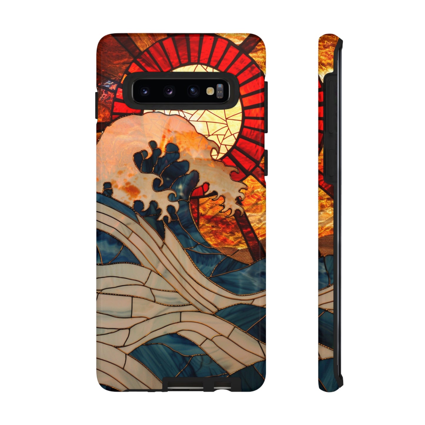 Japanese Rising Sun Phone Case Stained Glass Ocean Wave