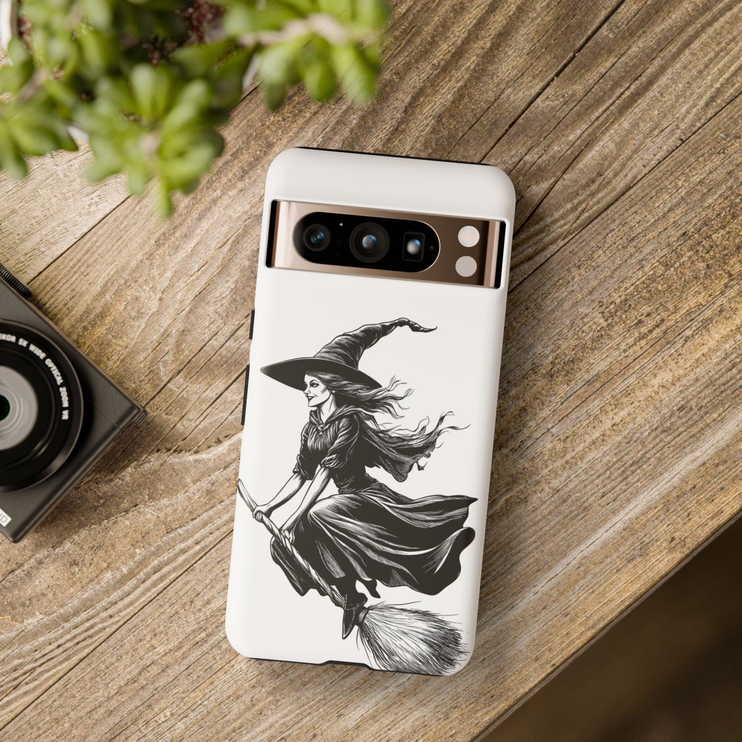 Vintage Halloween Witch on a Broom Spooky Phone Cover