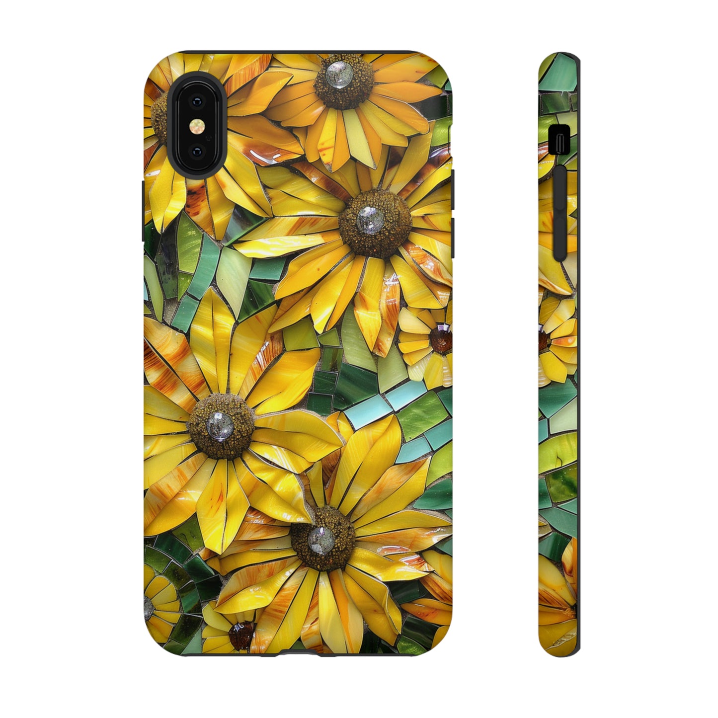 Yellow and Gold Daisy Mosaic Stained Glass Phone Case for iPhone 15, 14, Pro Max, 13, 12 & Samsung Galaxy S23, S22, S21, Google Pixel