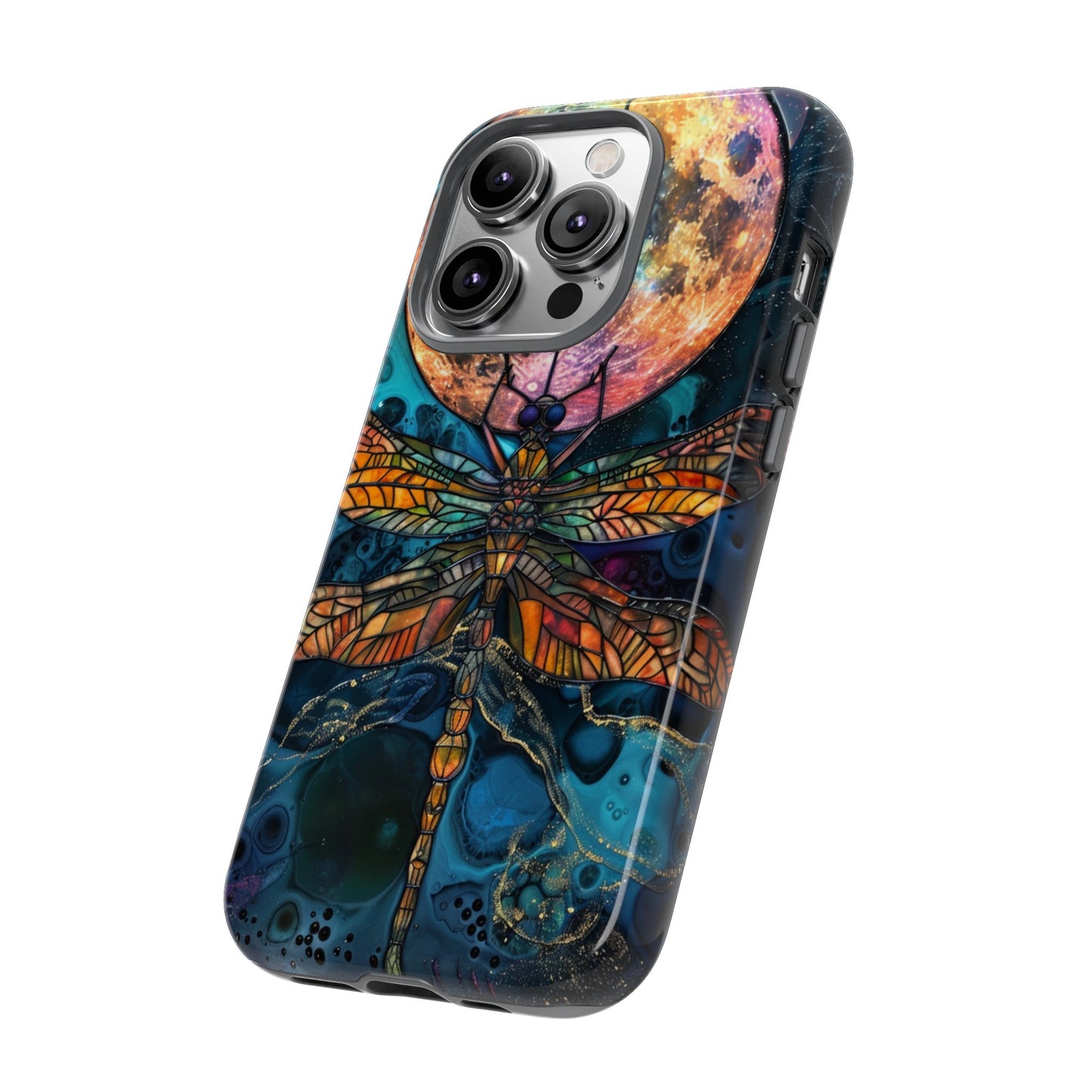 Full Moon Stained Glass Dragonfly Phone Cover