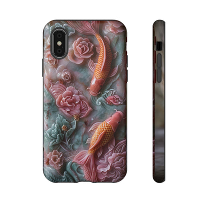 Pink Marble Fish Asian Jade Carving Koi Art Phone Case