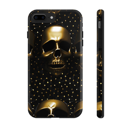 iPhone Tough Case | Dark Decadence: Gothic Gold Skulls and Studs  | Unveil Your Edgy Elegance