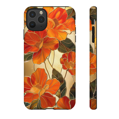 Orange Floral Phone Case Stained Glass Flower Aesthetic