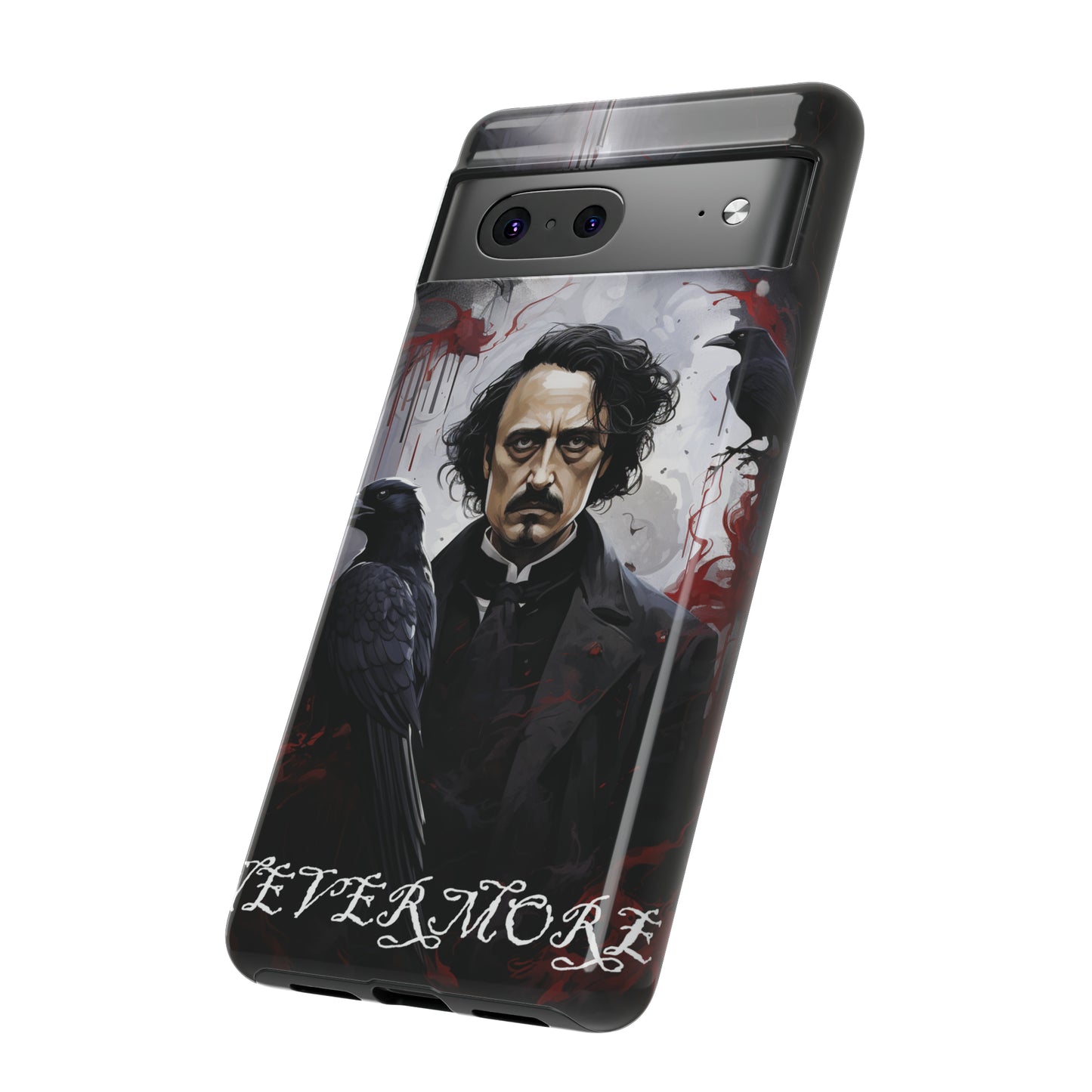 Nevermore Edgar Allen Poe, gothic Raven, Retro Samsung Galaxy Phone iPhone 15, 14 Plus 13 12 7 8 Se Horror Dark Academia Style goth Vibe