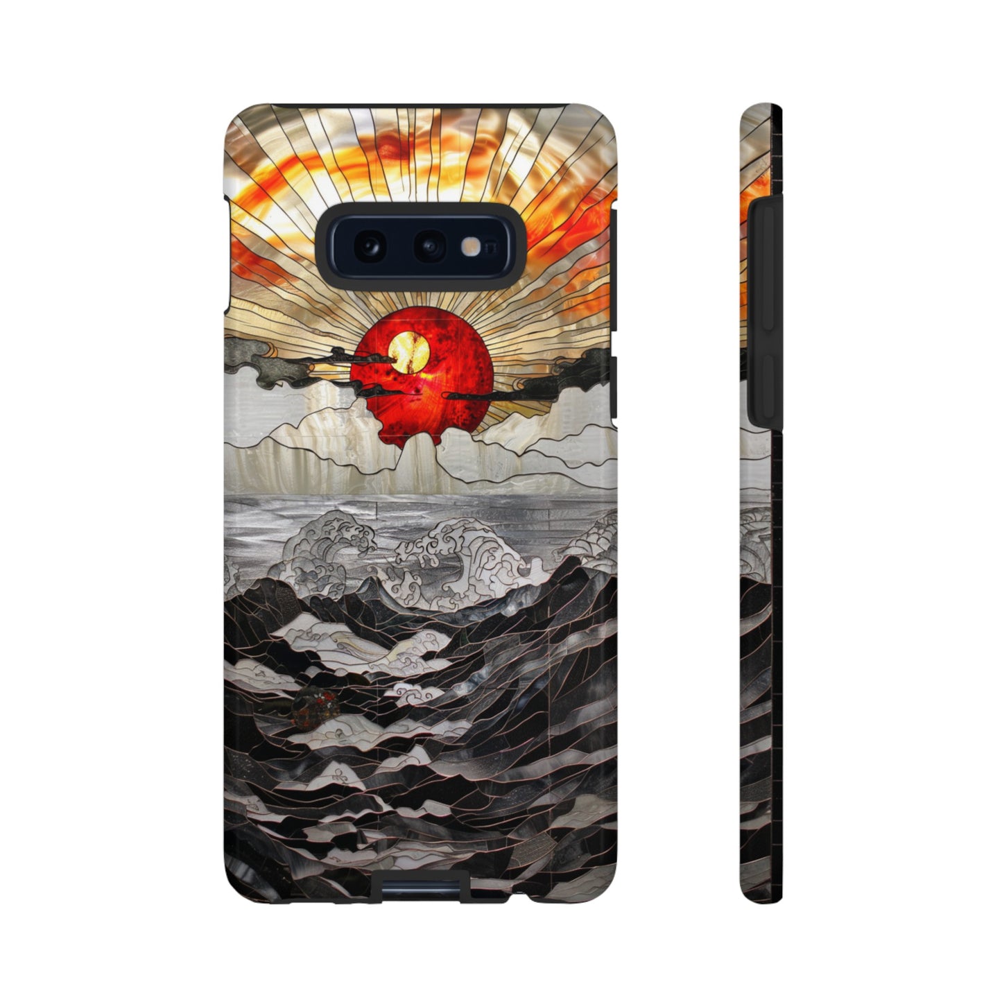 Japanese Rising Sun Phone Case Stained Glass Ocean Wave Phone Cover iPhone 15 Case