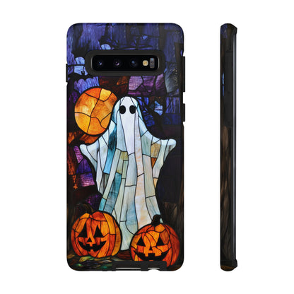 Stained Glass Halloween Ghost and Jack-o'-Lanterns Phone Cover