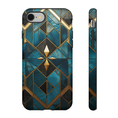 Gold and Blue Marble Mosaic Phone Case