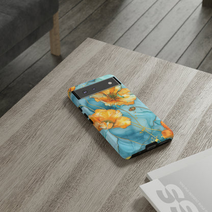 Gold Poppies Color Splash Floral Design Phone Case