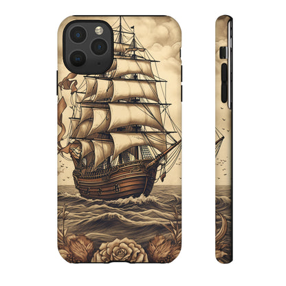 Vintage Tattoo Style Pirate Ship Phone Case