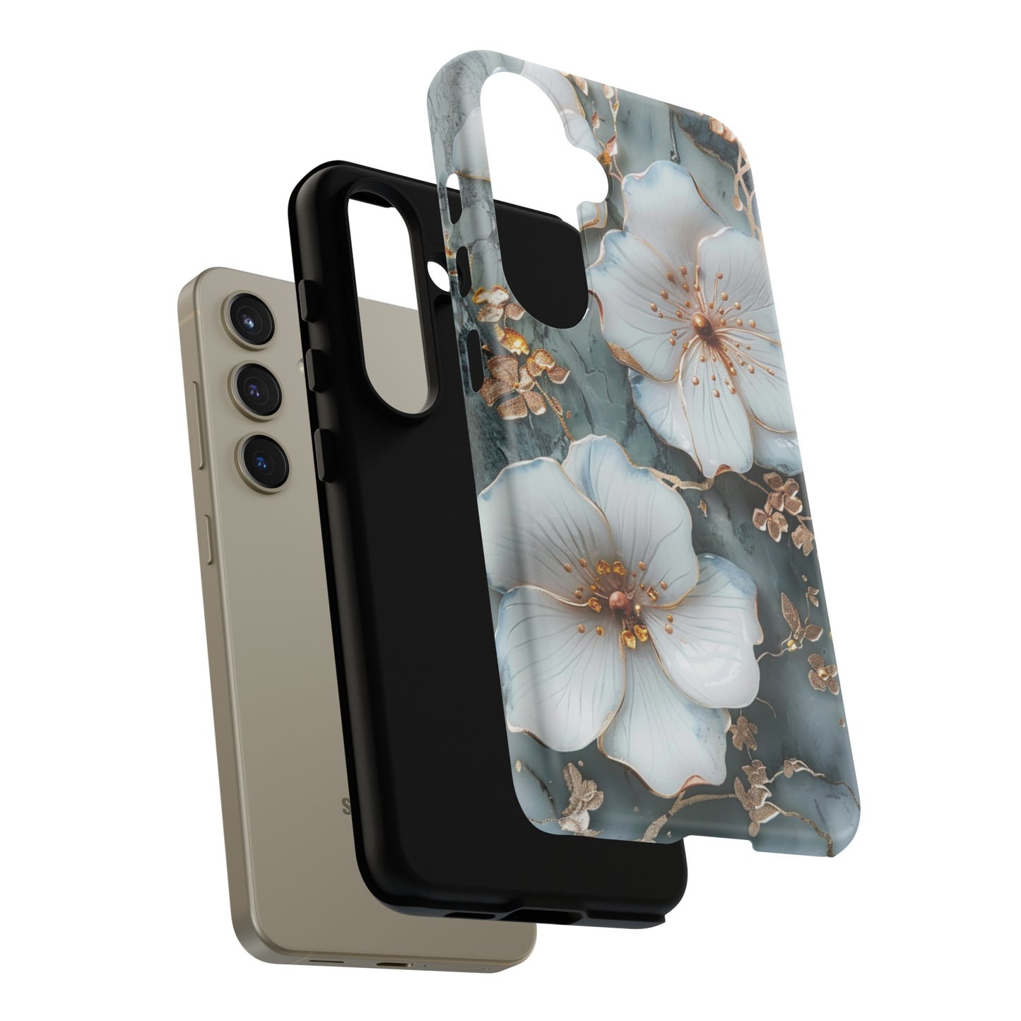 White Flower on Marble Stone  Phone Case