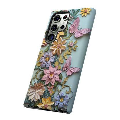 Pastel Pink Butterflies and Flowers iPhone Case