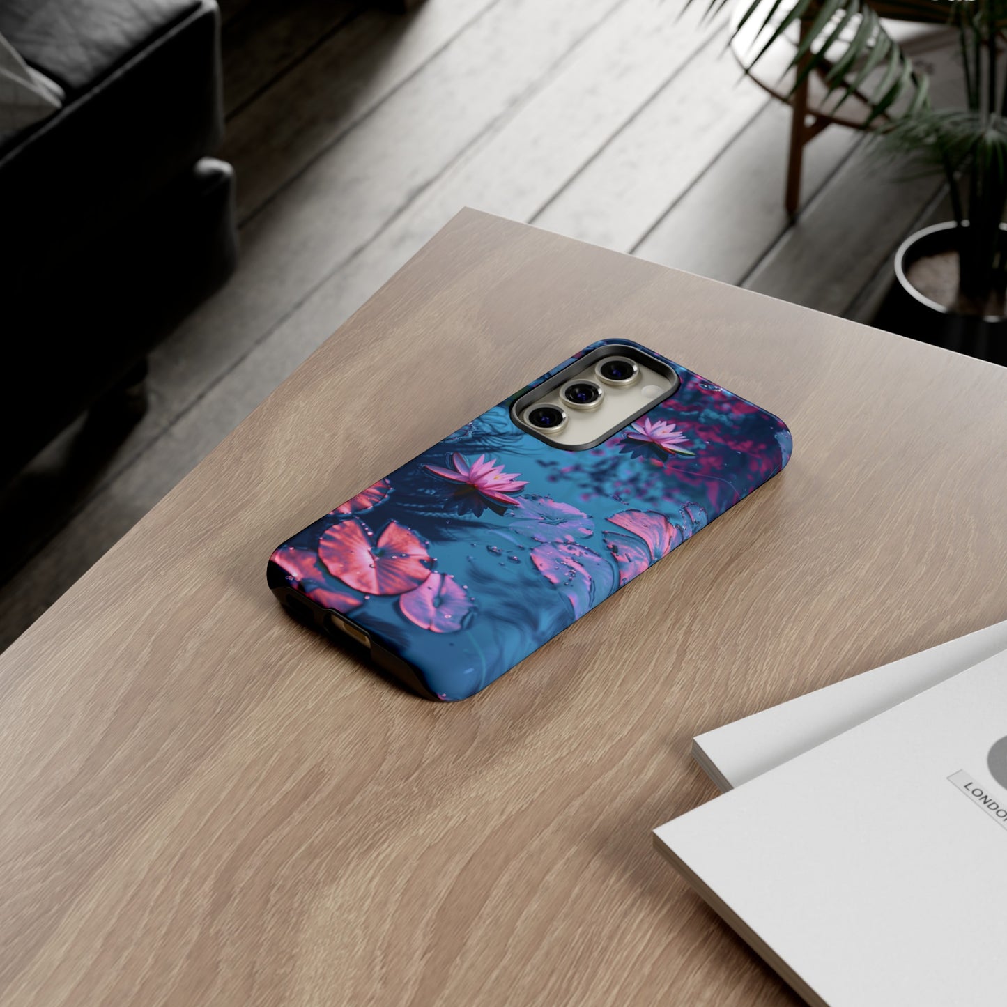 Magenta and Blue Color Zen Lily Pad Phone Case