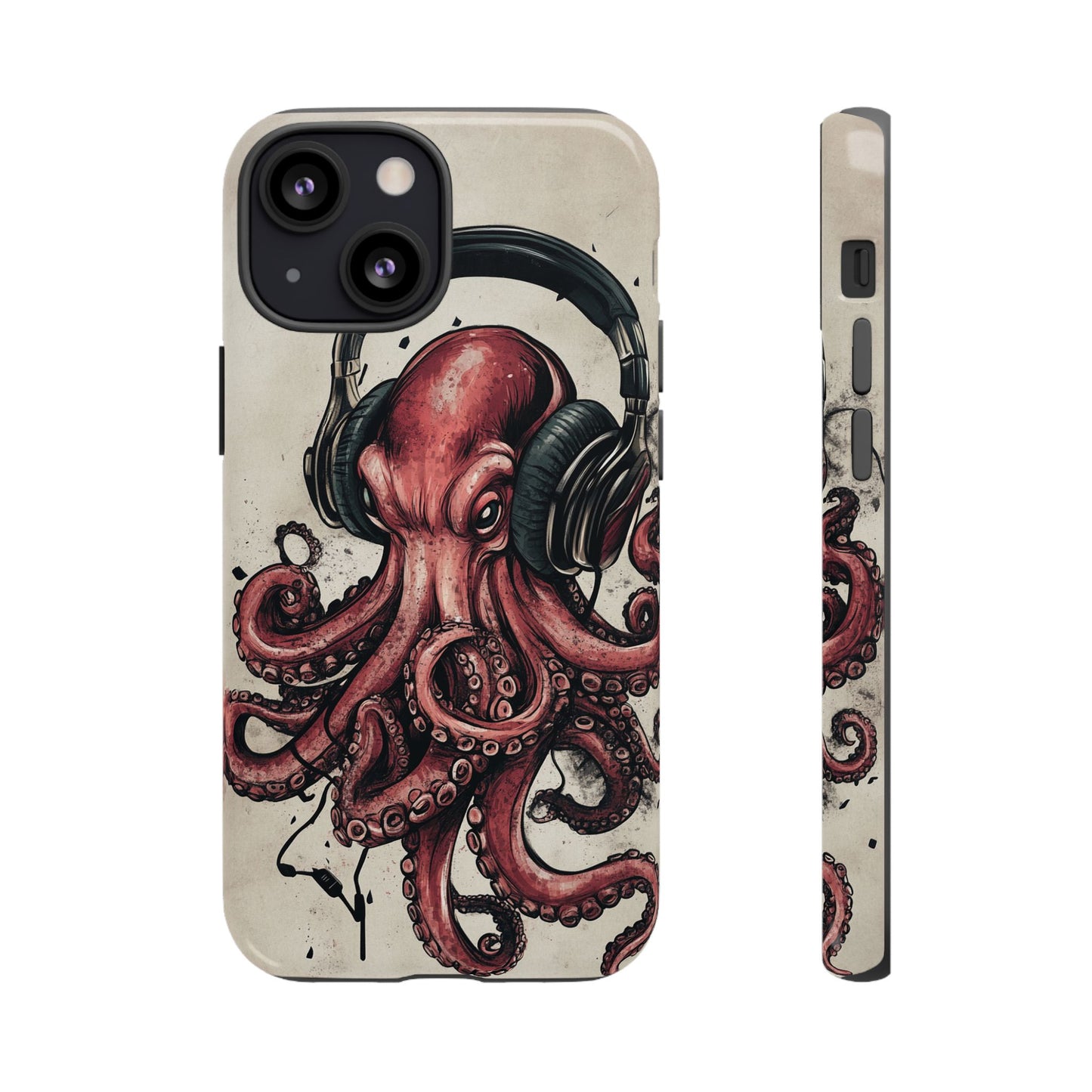 Retro Style Japanese Octopus Listening to Headphones Phone Cover