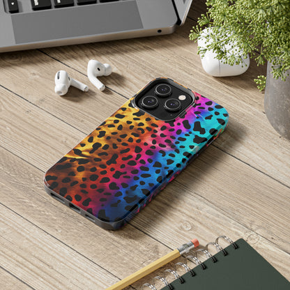 Kaleidoscopic Wild: Psychedelic Rainbow Leopard Print | Dazzling iPhone Case