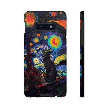 Starry Night Black Cat Van Gogh Painting Art Phone Case