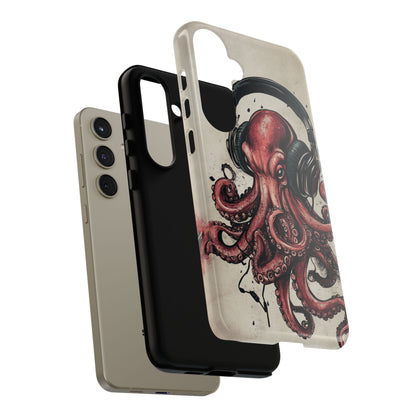 Retro Style Japanese Octopus Listening to Headphones Phone Cover