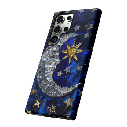 Cosmic Moon & Stars Stained Glass Starry Night Phone Case