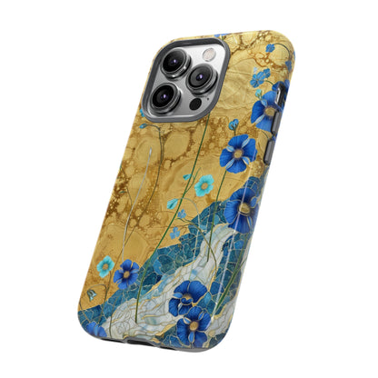 Forget Me Nots Gold Color Splash Floral Design Phone Case