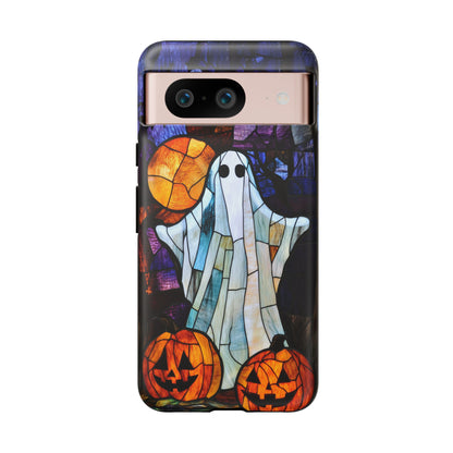 Stained Glass Halloween Ghost and Jack-o'-Lanterns Phone Cover