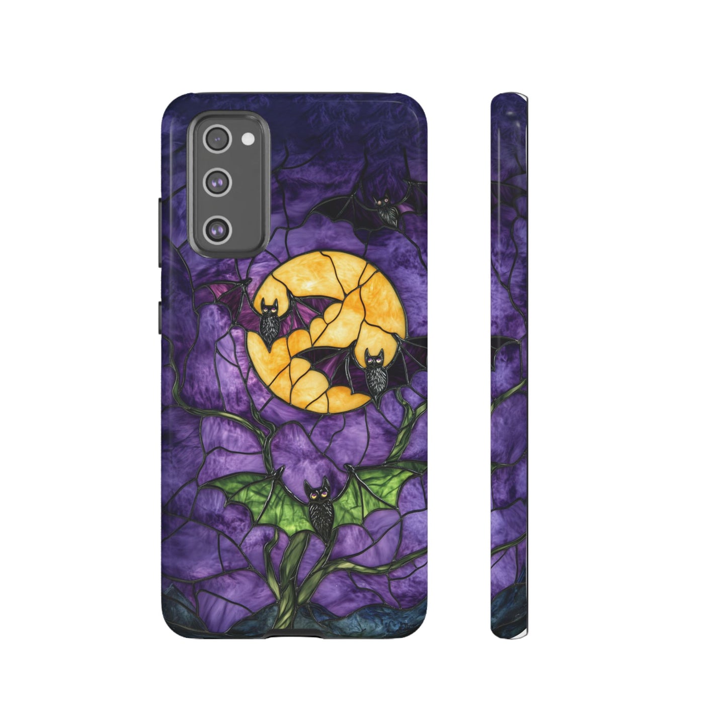 Full Moon Stained Glass Style Halloween Bats Phone Case