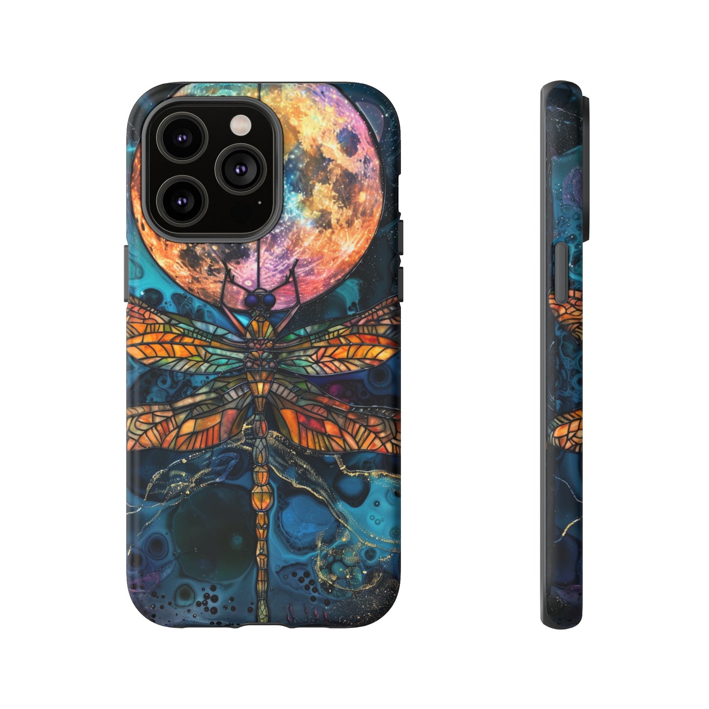 Full Moon Stained Glass Dragonfly Phone Cover