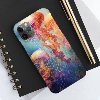 Psychedelic Colors of Jellyfish iPhone Tough Case | Dive into a Vibrant and Mesmerizing Underwater World