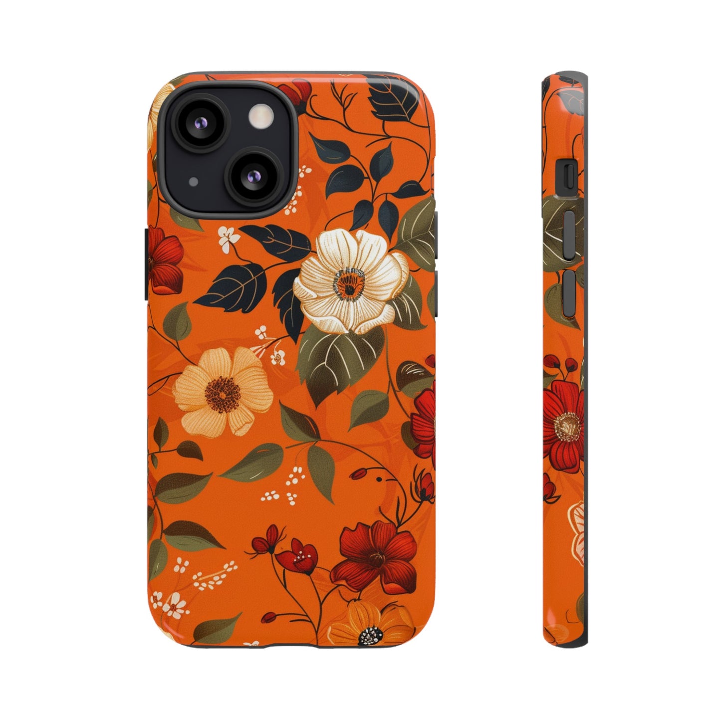 Orange Floral Phone Tough Case