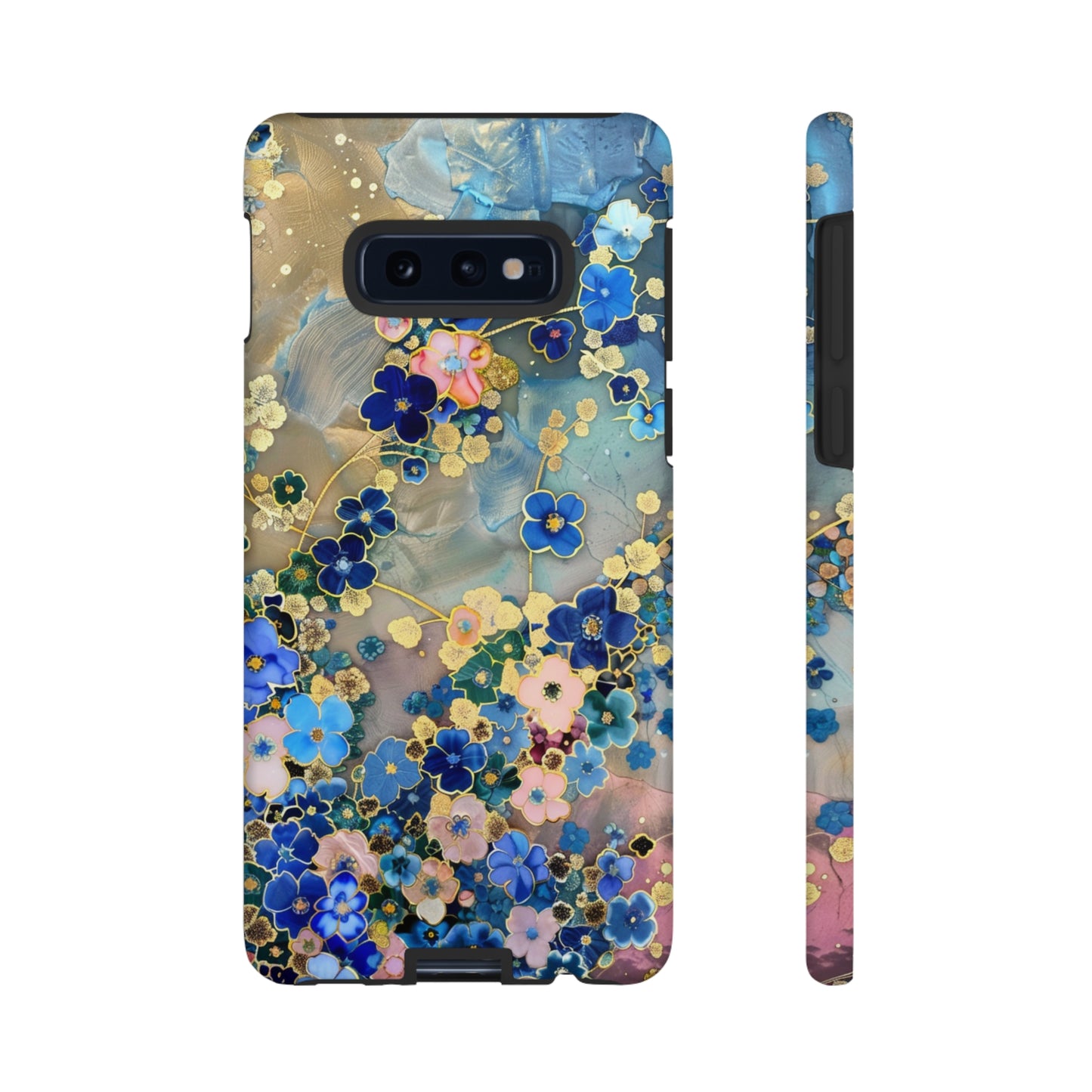 Forget Me Nots Gold Color Splash Floral Design Phone Case