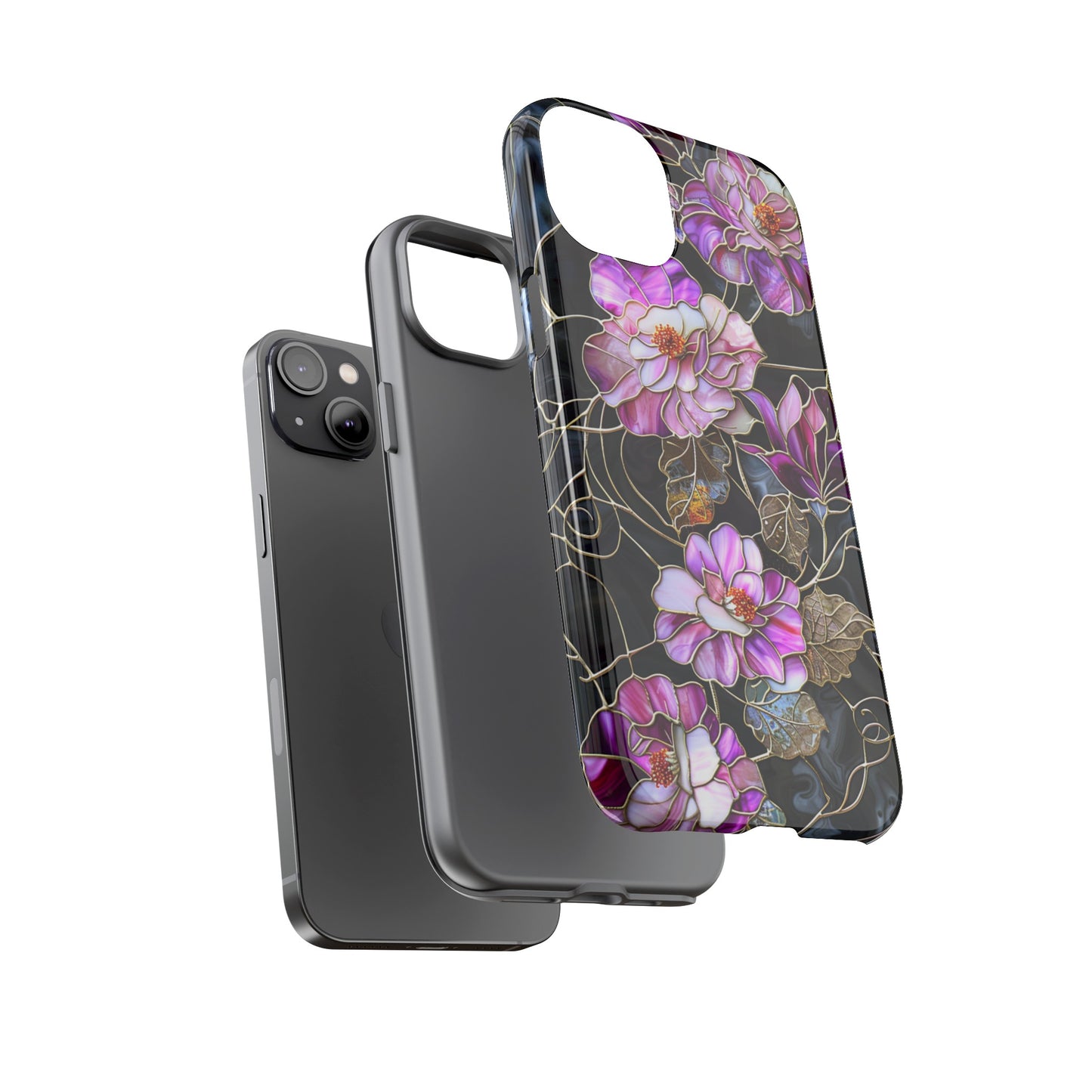 Magenta Color Floral Stained Glass Phone Case