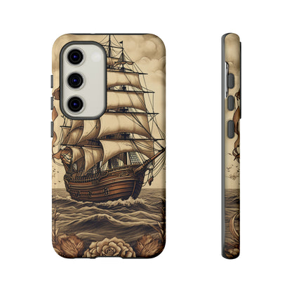 Vintage Tattoo Style Pirate Ship Phone Case