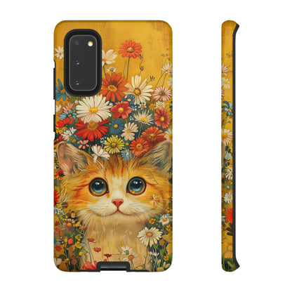 Cute Cat in Floral Garden Phone Case