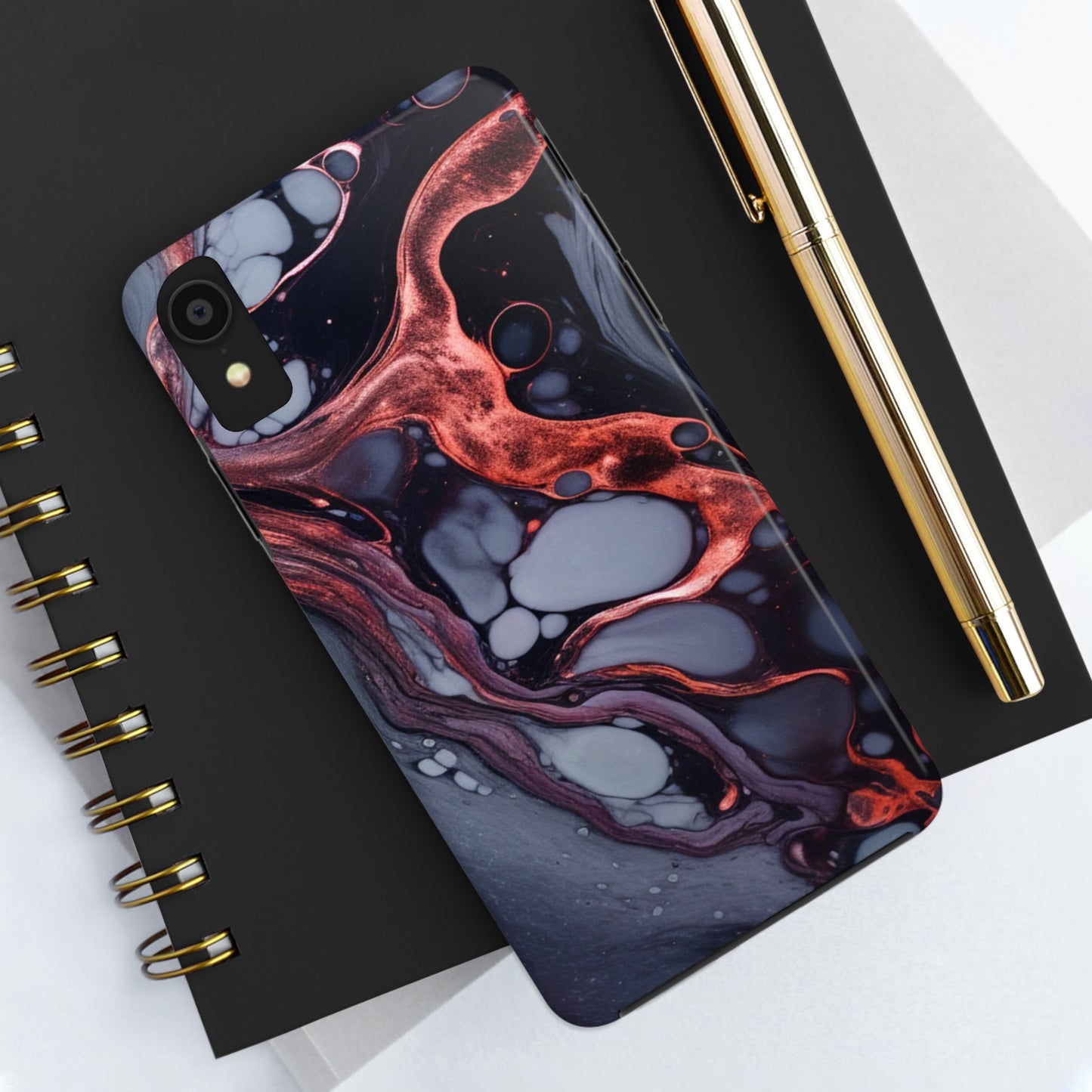 Marbled Dark Lava Flow Phone Case | Embrace the Vibrant Magma Vibes