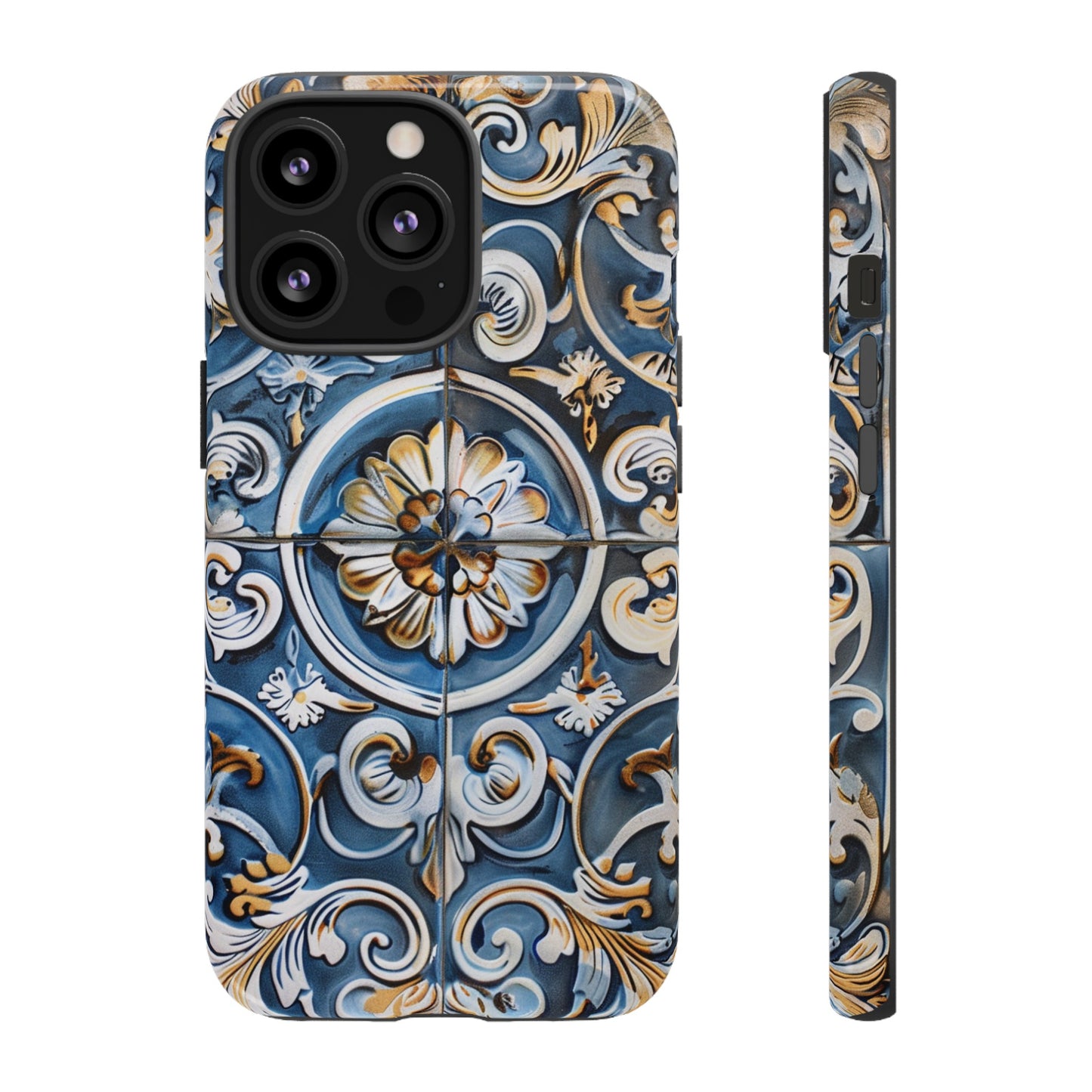 Azulejo Porcelain Blue & Creamy White Tile Mediterranean Design Phone Case