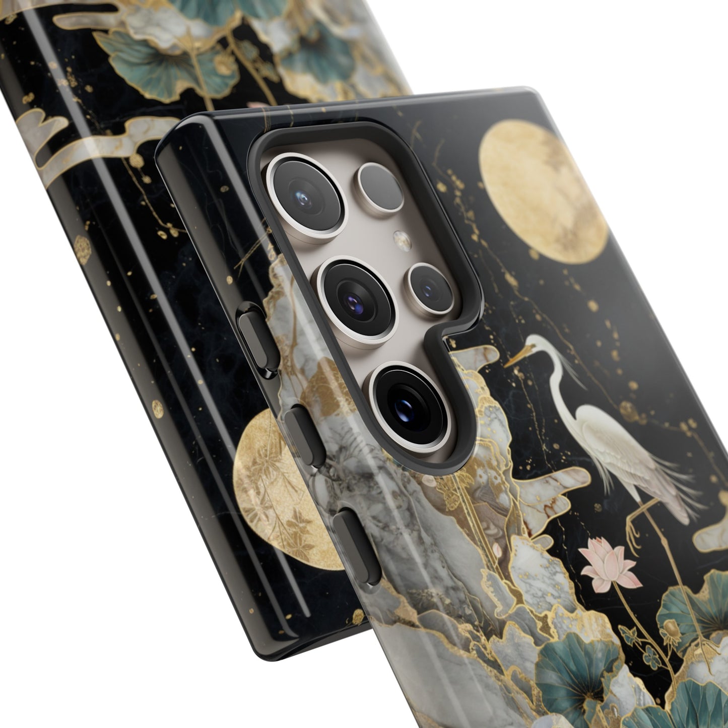 Heron and Moon Floral Zen Art Phone Case