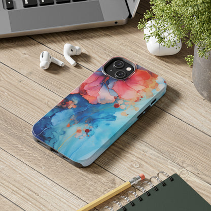 Marbled Floral Watercolor Phone Case | Embrace the Mesmerizing Multicolor Art