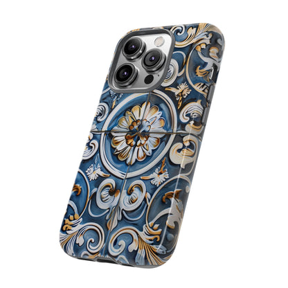 Azulejo Porcelain Blue & Creamy White Tile Mediterranean Design Phone Case