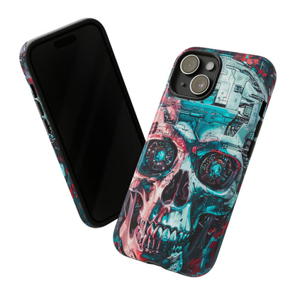 Cyberpunk Skull Robot Phone Case for iPhone 15