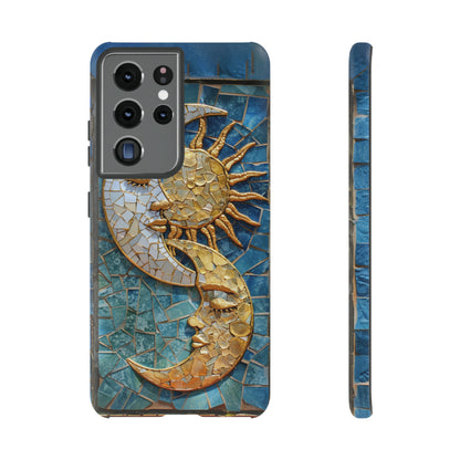 Boho Sun and Moon Mosaic Tile Stained Glass Phone Case