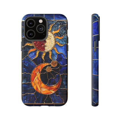 Celestial Stained Glass Moon and Stars iPhone 15 Case