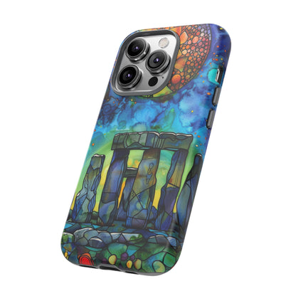 Stonehenge Neolithic Full Moon Stained Glass Watercolor Phone Cover