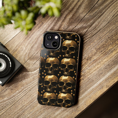 iPhone Case Golden Enigma: Where Goth Meets Glamour | Gold Skulls iPhone Tough Case