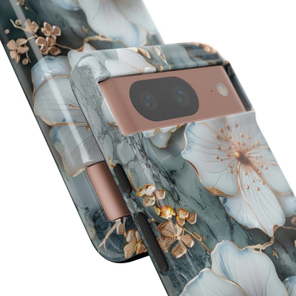 White Flower on Marble Stone  Phone Case