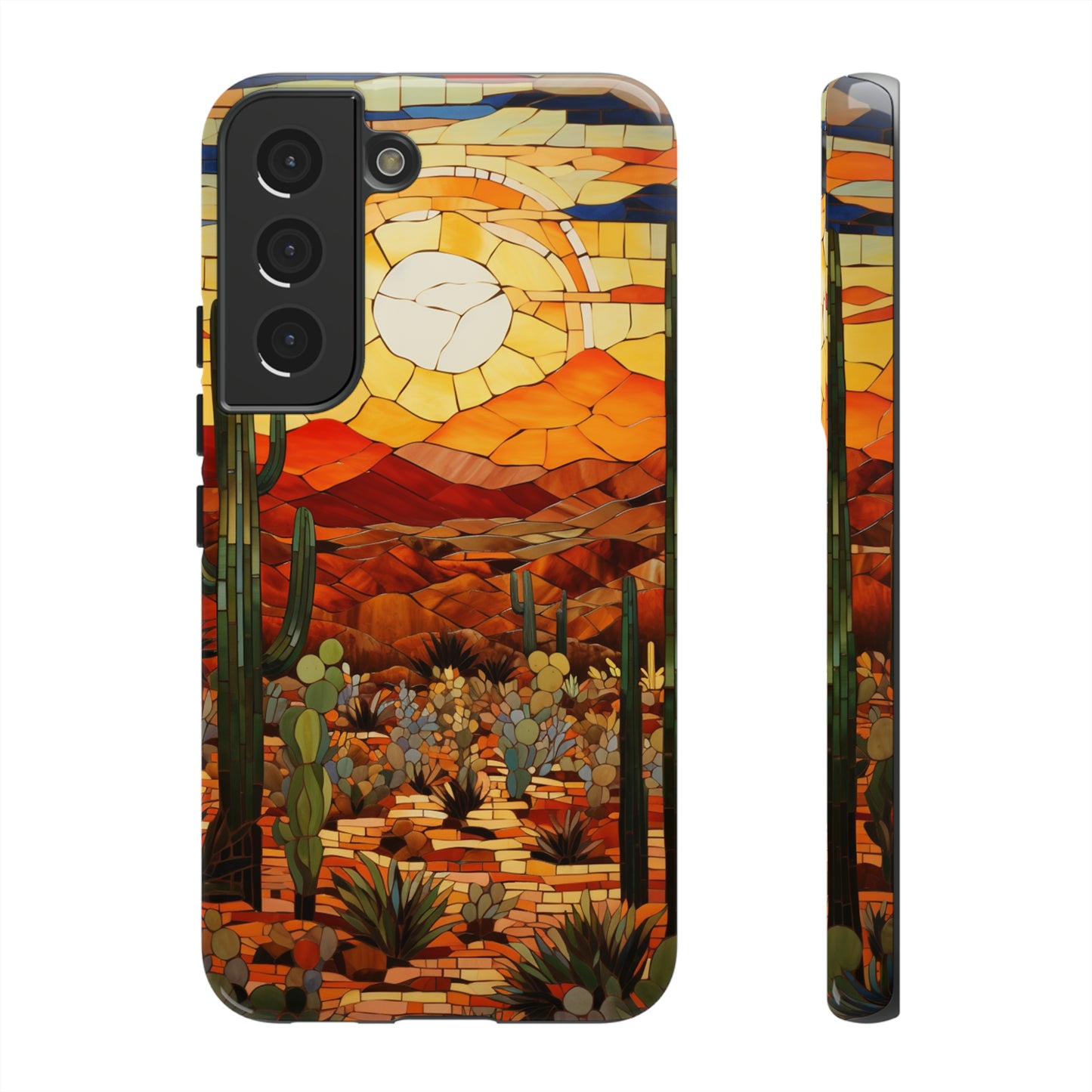 Desert Sunset Cactus Mosaic Tile